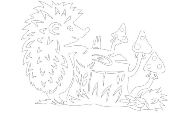 Online coloring book: Coloring page hedgehog resting by the stump